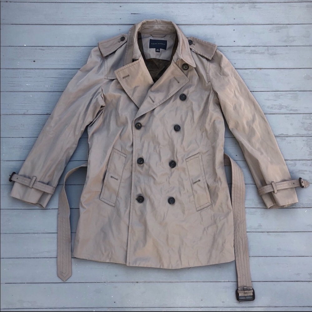 Banana Republic Taupe/Khaki belted trench coat M - Picture 2 of 7